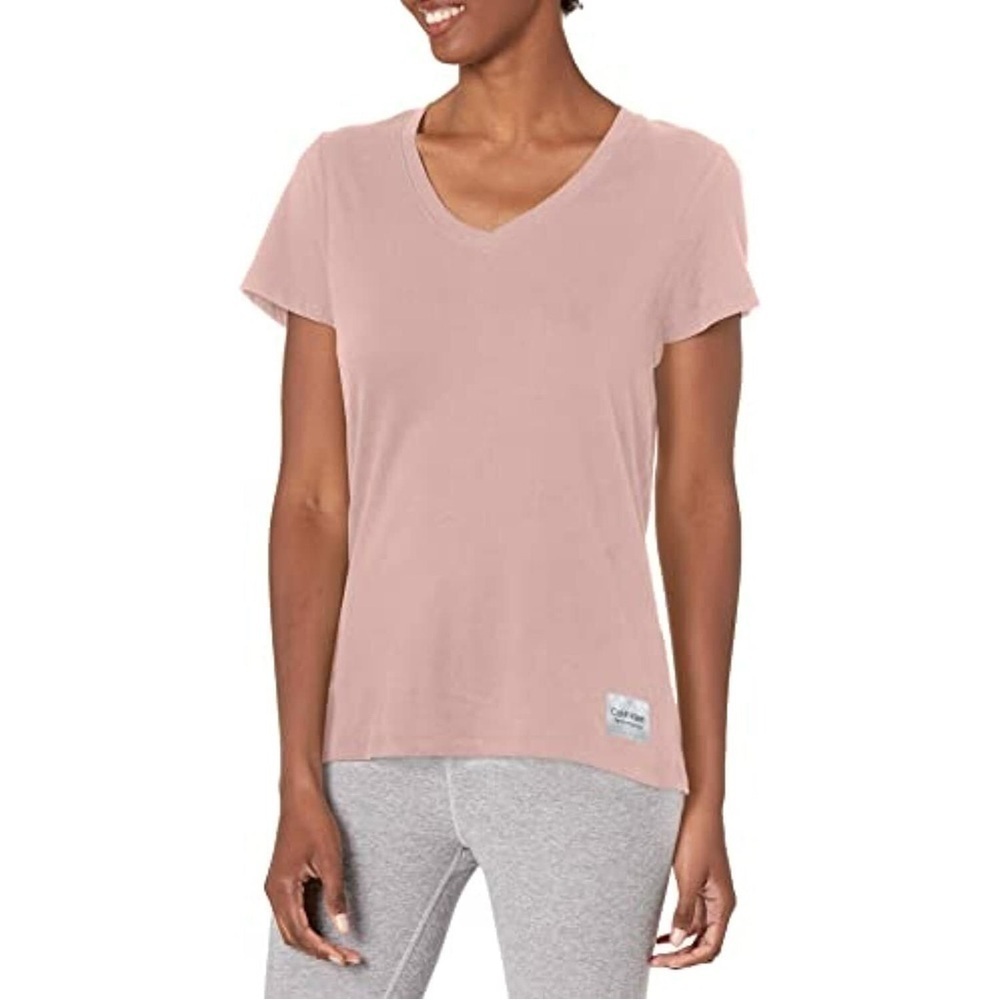 CK Performance V-Neck Woven Logo Patch T-Shirt- XS